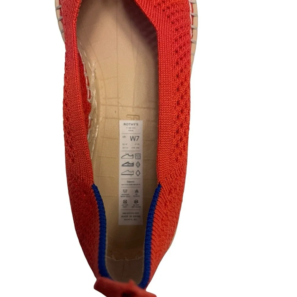 New ROTHY'S Sz 7 The Espadrille Flats Red Hot Comfort Cushion Jute Midsole NWOB
